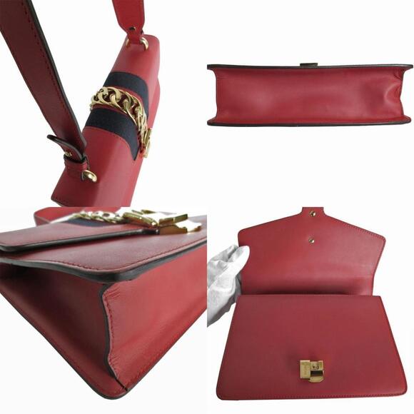 GUCCI Red Leather Shoulder Bag - Picture 4 of 5